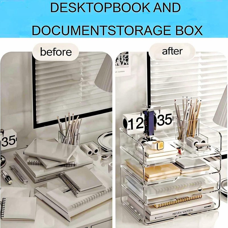 DCA Large Capacity Desk Organizer, 4 Tier Paper Organizer, File Organizer for Desk, Stackable Paper Tray for Office, Home and School - Image 2